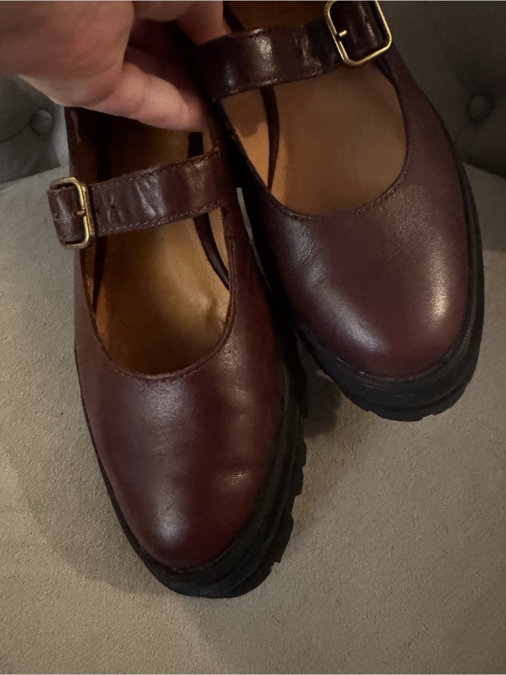 Madewell Burgundy Mary Jane Platform Loafers - Picture 4 of 5